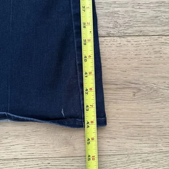 PAIGE Womens High Rise Bell Canyon Flare Leg Jeans Blue Dark Wash Frayed Size 29 - Picture 14 of 16